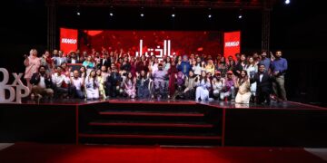 Participants and organisers pose for a group photo at the Baikhtiyar Pakistan launch event hosted by Yango Pakistan and NOWPDP in Karachi.