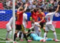 Alireza Beiranvand in action during Iran's FIFA World Cup match against Belgium