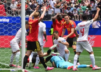 Alireza Beiranvand in action during Iran's FIFA World Cup match against Belgium
