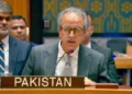 Pakistani diplomat Asim Iftikhar Ahmad addresses the UN Security Council session on Iran nuclear tensions, calling for restraint and diplomacy.