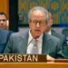 Pakistani diplomat Asim Iftikhar Ahmad addresses the UN Security Council session on Iran nuclear tensions, calling for restraint and diplomacy.