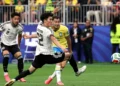 Gabriel Martinelli celebrates after scoring the winning goal for Brazil against Japan at the FIFA World Cup.