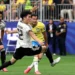 Gabriel Martinelli celebrates after scoring the winning goal for Brazil against Japan at the FIFA World Cup.