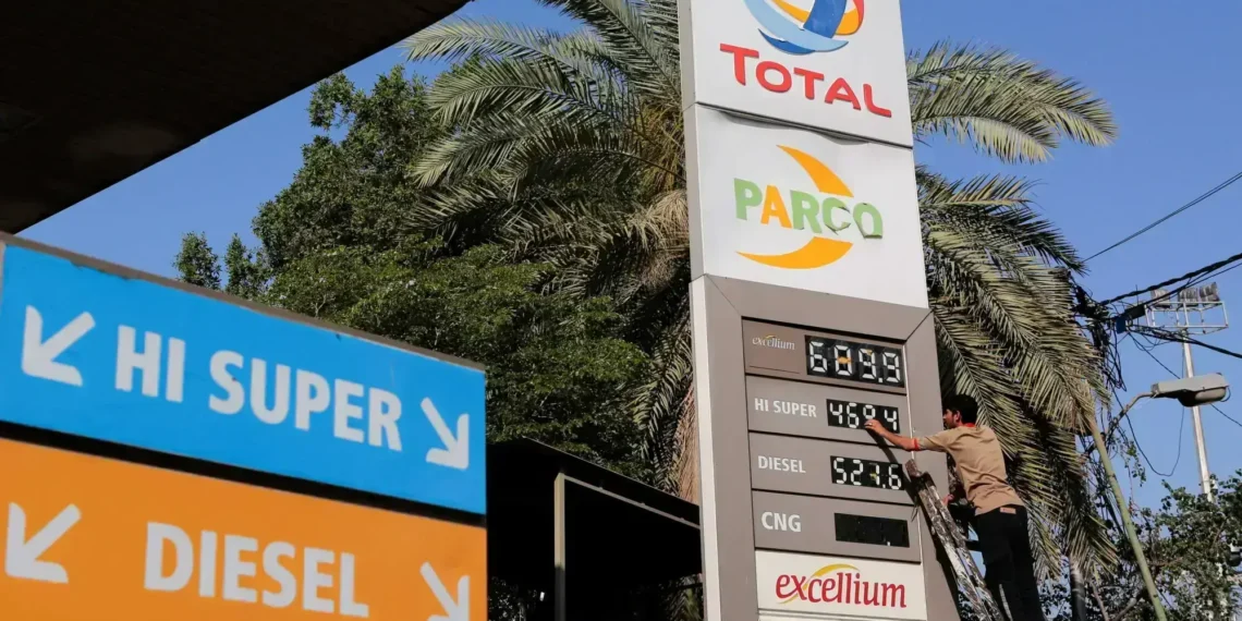 Fuel pumps at a petrol station as Pakistan launches a petroleum price stabilisation fund.