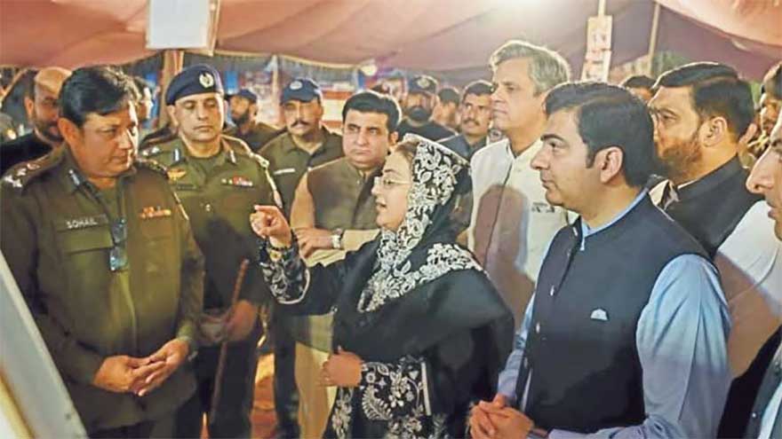 Punjab Information Minister Azma Bukhari presiding over a meeting on Muharram security arrangements in Faisalabad.
