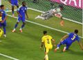 Curacao goalkeeper Eloy Room in action during a World Cup Group E match against Ecuador.