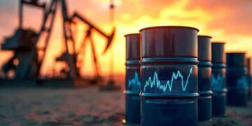 Oil tanker sailing through the Strait of Hormuz amid fluctuations in global crude oil prices