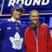 Justin Bieber at the 2026 NHL Draft alongside the Toronto Maple Leafs after Gavin McKenna was selected first overall