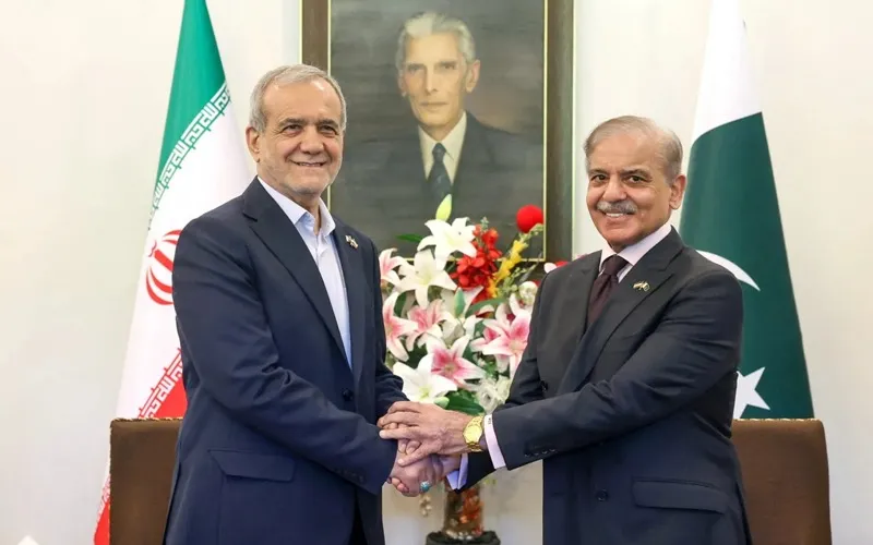 Iranian President Masoud Pezeshkian meeting Pakistani officials during official visit to Islamabad.
