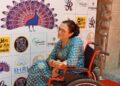 Visually impaired students performing at a Karachi award ceremony celebrating inclusive music education.