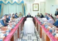 Prime Minister Shehbaz Sharif leads a review meeting on SME financing and business development in Islamabad.
