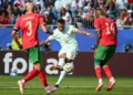 Kylian Mbappe celebrates his goal during France's World Cup quarter-final victory over Morocco.