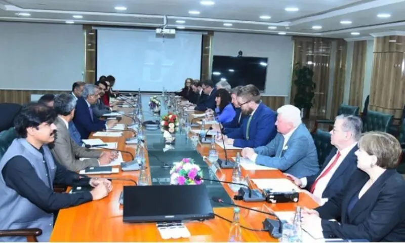 Law Minister Azam Nazeer Tarar meets European diplomats in Islamabad to discuss GSP+ and human rights cooperation.
