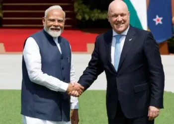 Indian Prime Minister Narendra Modi during his official visit to New Zealand for trade and diplomatic talks.