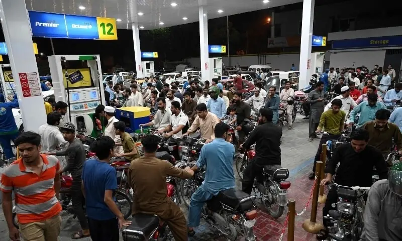 PTI representatives speak to the media while criticising fuel price increases and outlining the party's demands.