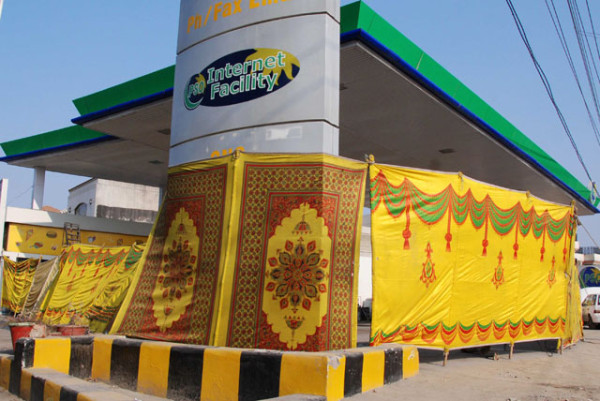 A petrol station in Pakistan as pump owners announce a nationwide strike following failed negotiations with the government.