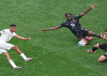 Morocco midfielder Azzedine Ounahi celebrates after scoring against Canada in the FIFA World Cup.