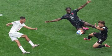 Morocco midfielder Azzedine Ounahi celebrates after scoring against Canada in the FIFA World Cup.