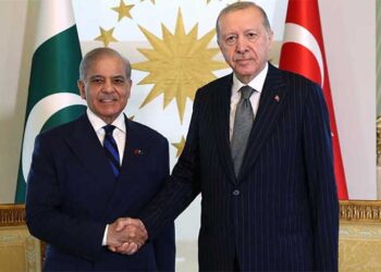 Prime Minister Shehbaz Sharif and President Recep Tayyip Erdoğan during a bilateral meeting in Istanbul.
