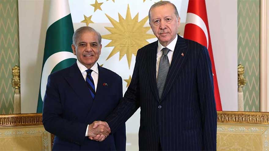 Prime Minister Shehbaz Sharif and President Recep Tayyip Erdoğan during a bilateral meeting in Istanbul.
