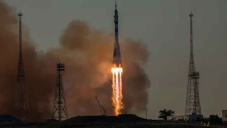 The Soyuz MS-29 spacecraft lifts off from Baikonur Cosmodrome on its mission to the International Space Station.