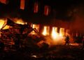 Smoke and damage in Kyiv after Russian missile attacks as fighting continues between Russia and Ukraine.