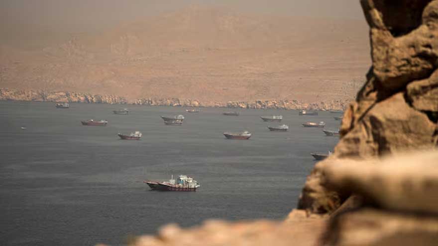 Oil tanker transits the Strait of Hormuz amid heightened US-Iran tensions and concerns over global energy supplies.
