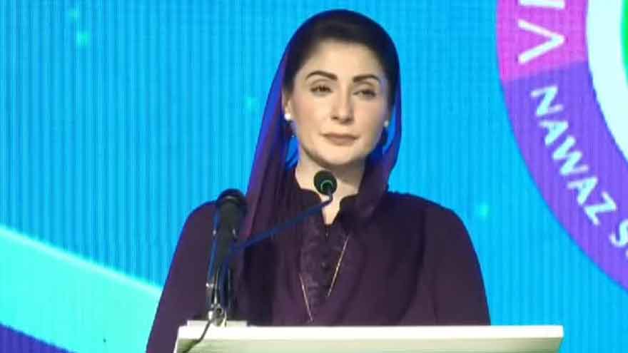 Punjab Chief Minister Maryam Nawaz Sharif speaks at the inauguration of the Nawaz Sharif School of Eminence campuses in Arifwala.
