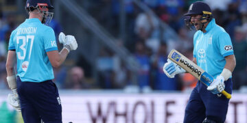 Joe Root plays a match-winning innings during England's four-wicket victory against India in the second ODI at Cardiff.