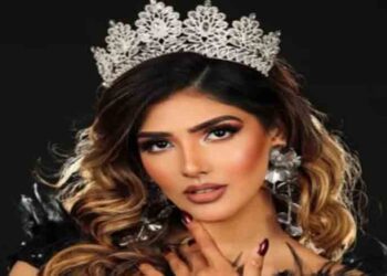 Aniqa Jamal Iqbal celebrates after winning the Miss World Pakistan 2026 title during the crowning ceremony in Lahore.