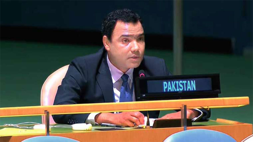 Pakistan's representative speaks at the UN Security Council on atrocities and the humanitarian crisis in Darfur, Sudan.