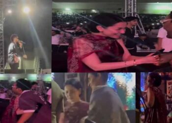 Pakistani actor Hania Aamir at Asim Azhar's live concert in Karachi.