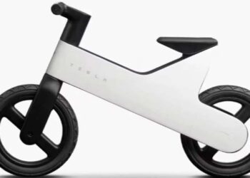 Tesla balance bike designed for children aged two to five with a lightweight magnesium frame.