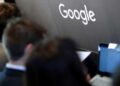 US President Donald Trump and the Google logo following the EU's €890 million antitrust fine.