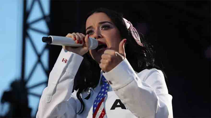Katy Perry reacts after the White House used her song Firework in a video showing US military strikes on Iran.