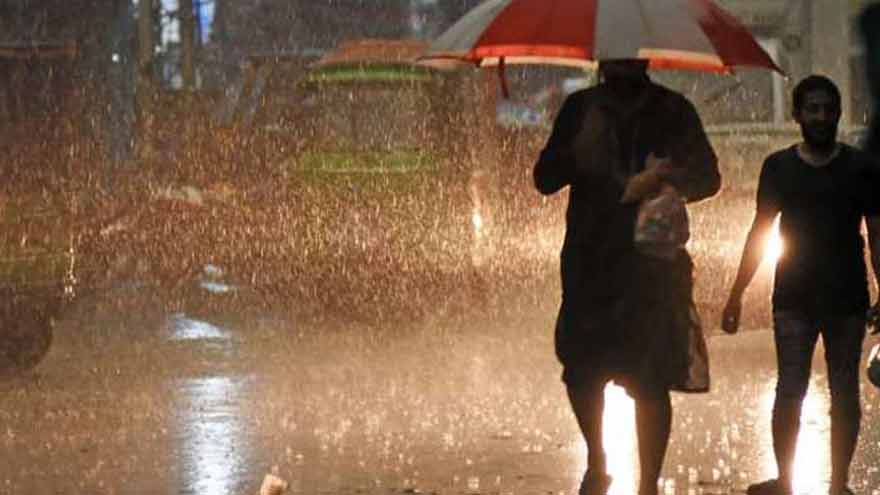 Flooded street in Punjab during heavy monsoon rains as emergency authorities issue a fresh weather alert.