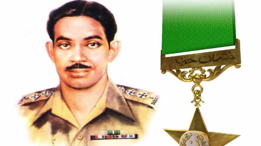Portrait of Captain Muhammad Sarwar Shaheed, Pakistan's first Nishan-e-Haider recipient, commemorated on his 78th martyrdom anniversary.