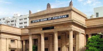 State Bank of Pakistan headquarters ahead of the Monetary Policy Committee's interest rate announcement.