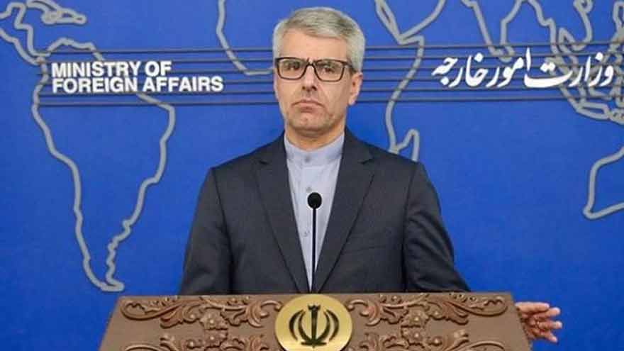 Iranian Foreign Ministry spokesperson Ismail Baghaei speaks during a press briefing on Iran-US tensions and the Strait of Hormuz.