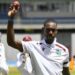 West Indies all-rounder Justin Greaves celebrates after taking a wicket during the first Test against Pakistan in Tarouba.