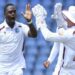 West Indies players celebrate a wicket during the first Test against Pakistan in Trinidad after securing a 90-run victory.