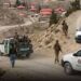 Security personnel inspect the area after six abducted labourers were found shot dead in Turbat, Balochistan.
