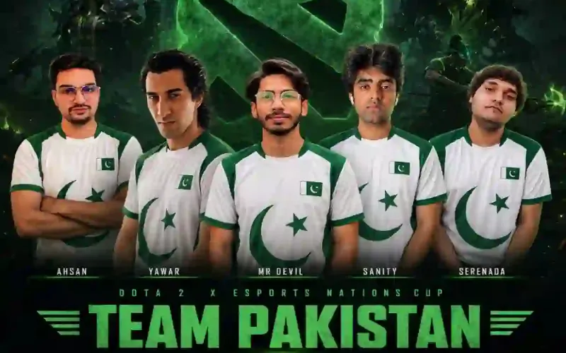Pakistan's Dota 2 team celebrates after securing qualification for the Esports Nations Cup 2026 Main Event with a win over India.