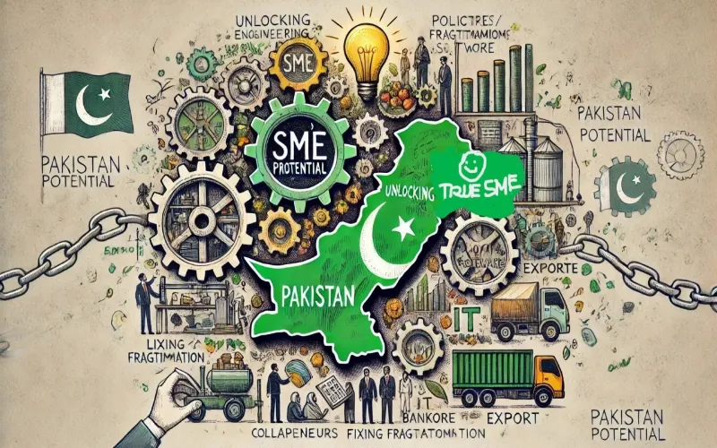 Finance Minister Muhammad Aurangzeb speaking at the Pakistan Banking Summit 2026 while announcing the SME Finance Task Force.