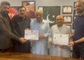 Representatives of Community Policing Karachi, Plant a Million Pakistan and the Sindh Forest Department sign an agreement to launch the CPK Urban Forest Project.