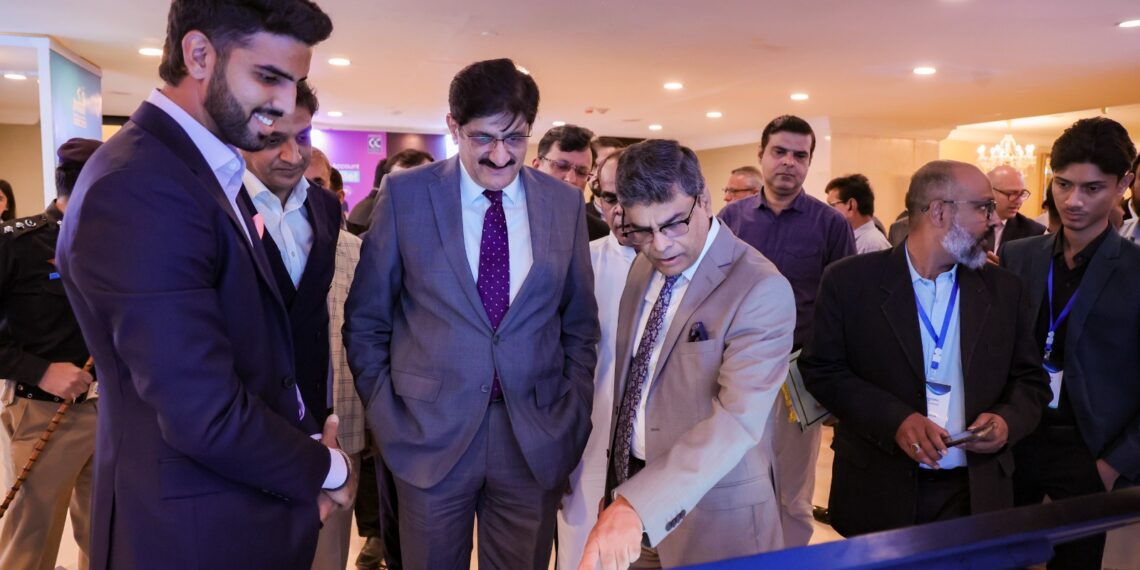 Sindh Chief Minister Syed Murad Ali Shah addressing the International Insurance Conference on insurance sector reforms in Karachi.