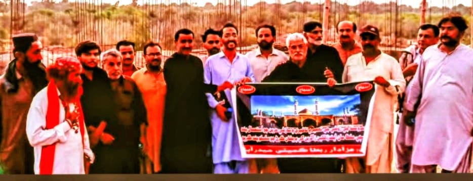Pilgrims visiting Masooma-e-Sindh Shrine in Agham Kot amid reports of halted construction and incomplete facilities.