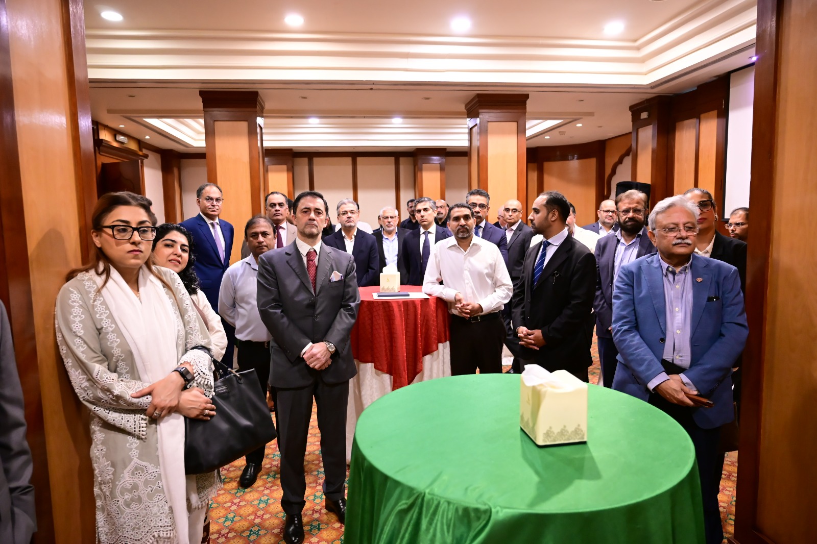 Italian Consul Fabrizio Bielli speaks during the Italy-Pakistan energy business symposium attended by industry leaders in Karachi.