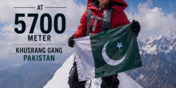 Young Pakistani runner Mohammad Haris Jamal taking part in an outdoor mountain adventure.