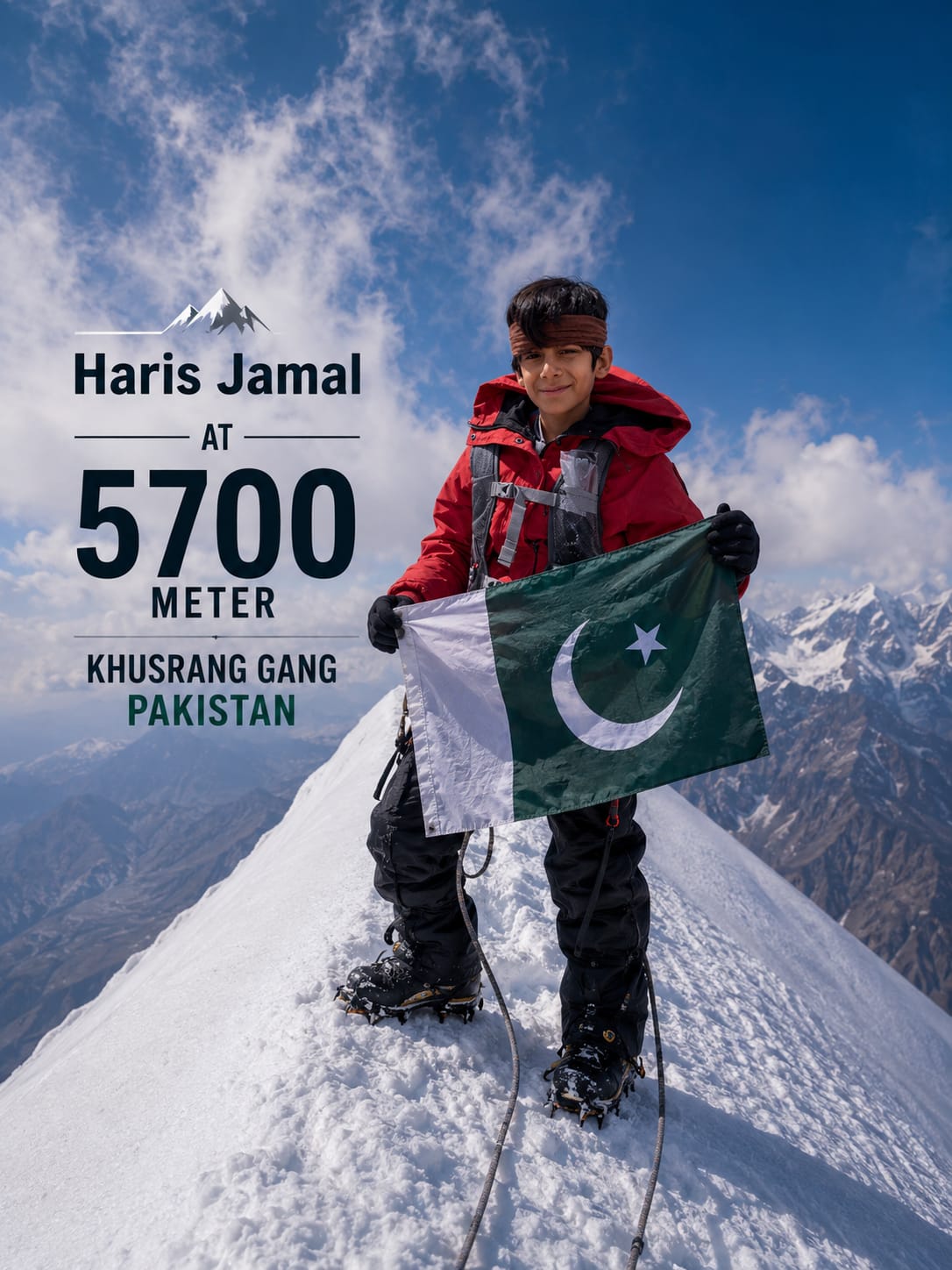 Young Pakistani runner Mohammad Haris Jamal taking part in an outdoor mountain adventure.